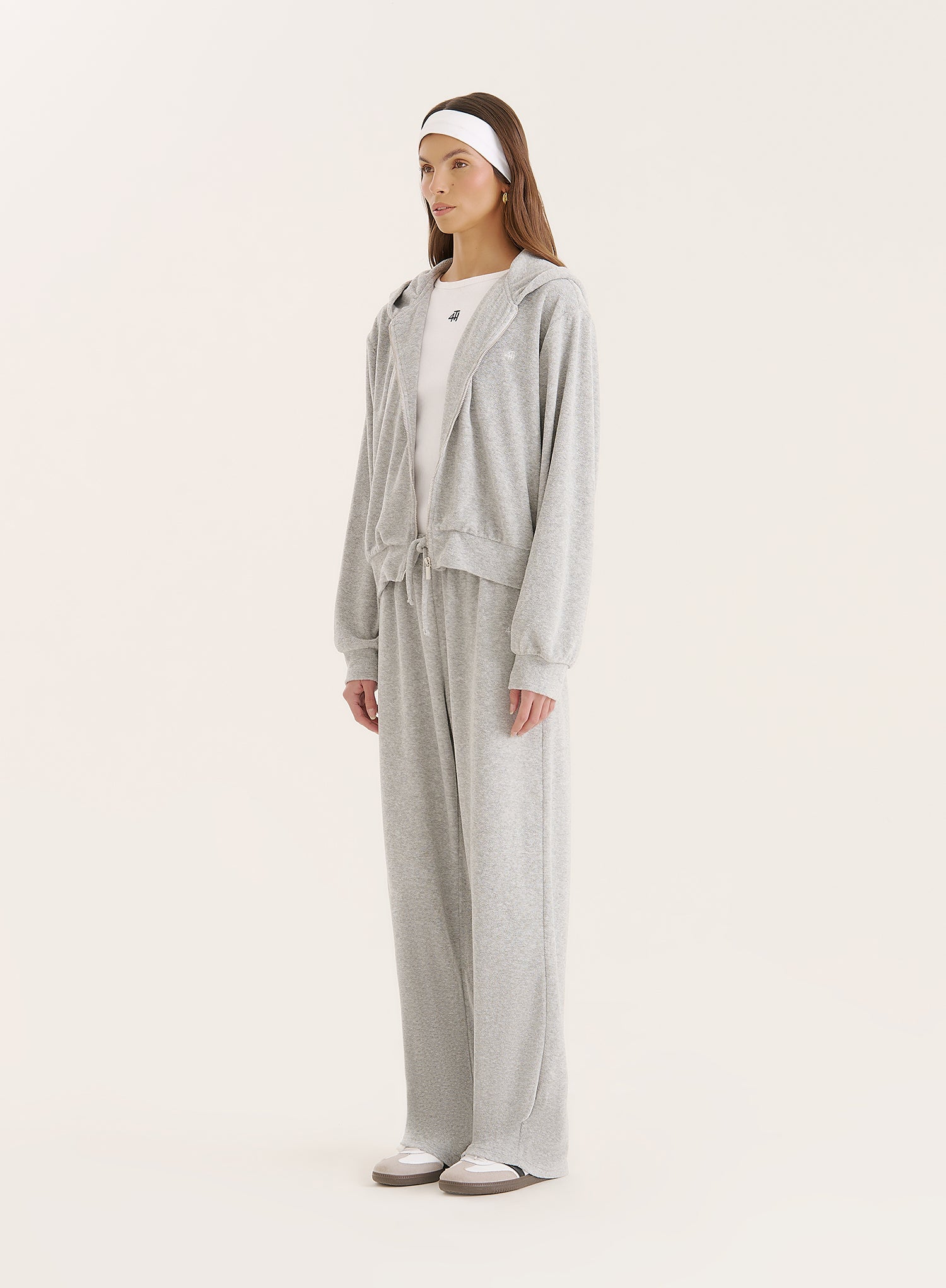 Grey Towelling Zip Hoodie